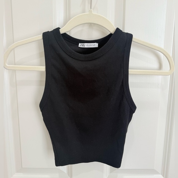 Zara Black‎ Sleeveless Ribbed Cropped Top - Picture 3 of 5